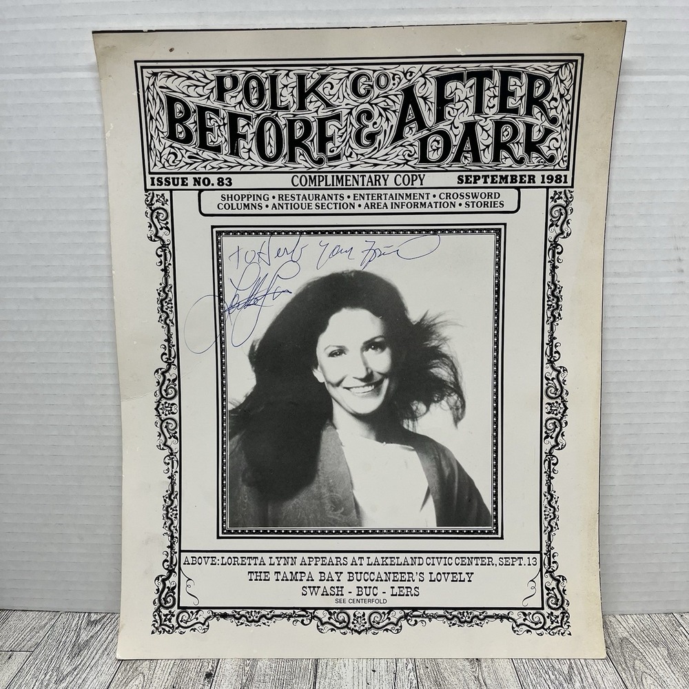 Vintage 1981 Loretta Lynn Autographed Concert Poster Polk Co Before & After Dark